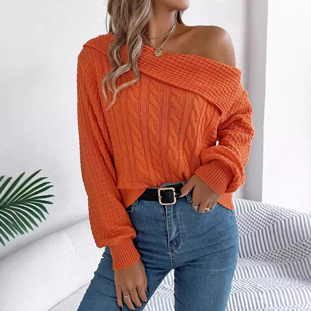 Breeze Knit Off-Shoulder Genser