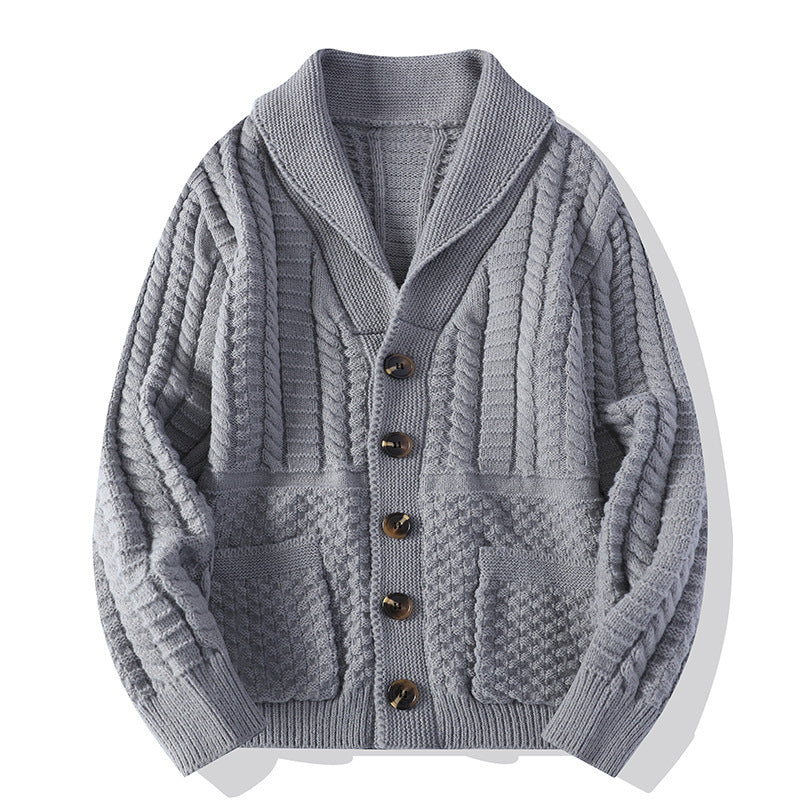 Herre genser cardigan langermet frakk
