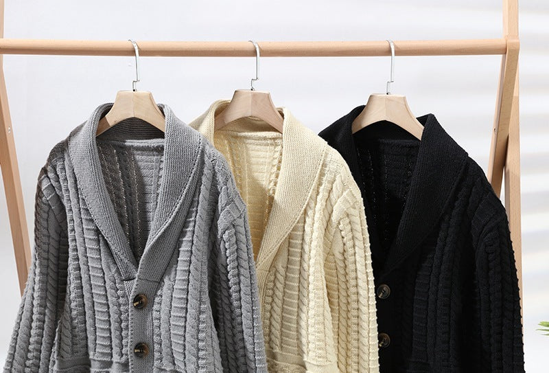 Herre genser cardigan langermet frakk