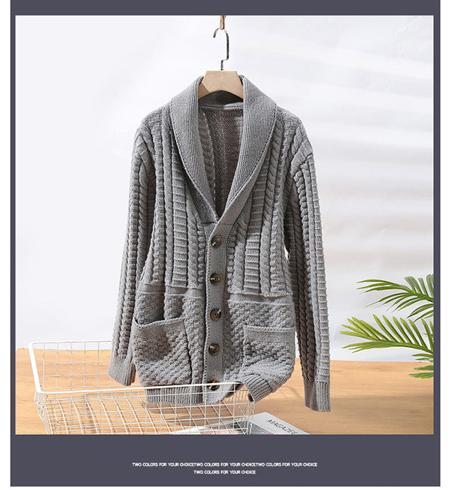 Herre genser cardigan langermet frakk
