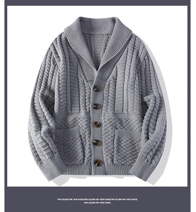 Herre genser cardigan langermet frakk