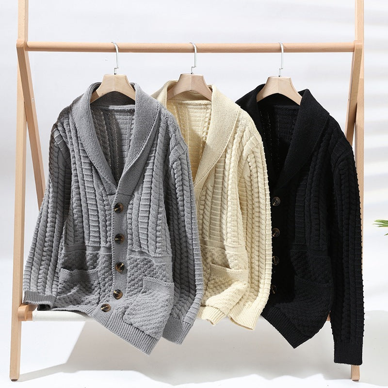 Herre genser cardigan langermet frakk