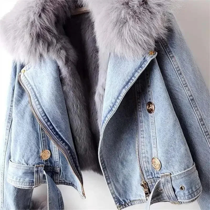 Monroe fur krage denimjakke