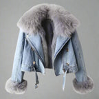Monroe fur krage denimjakke