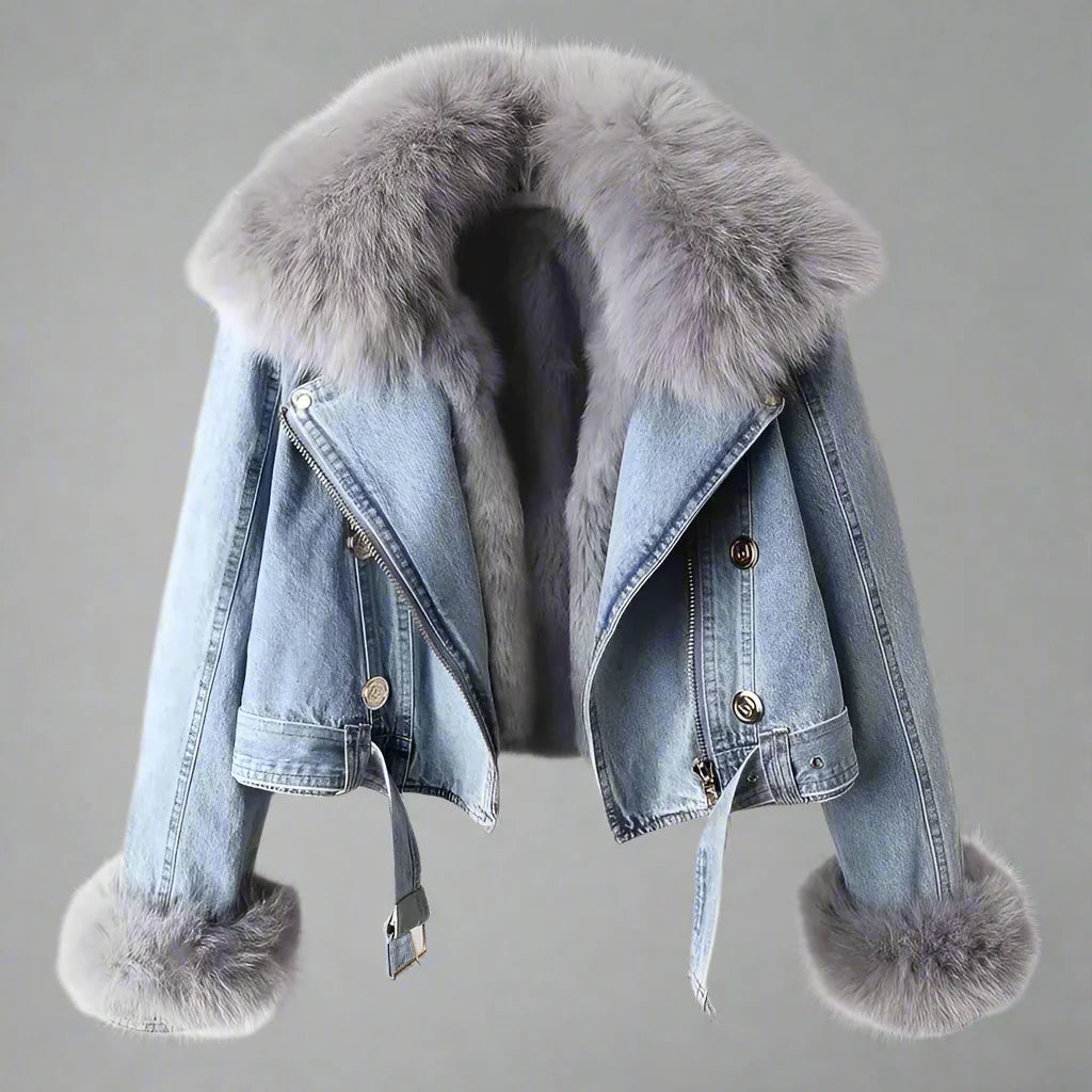 Monroe fur krage denimjakke