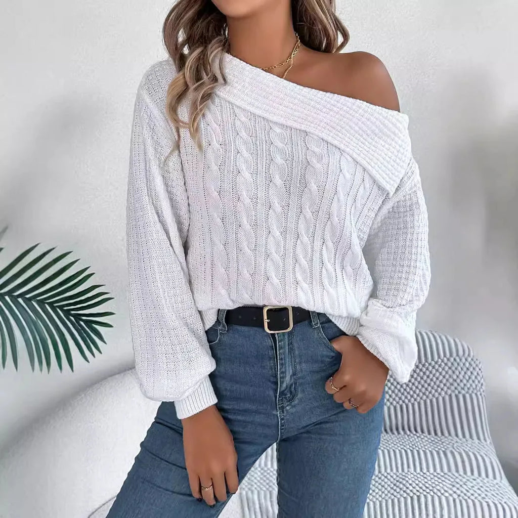 Breeze Knit Off-Shoulder Genser