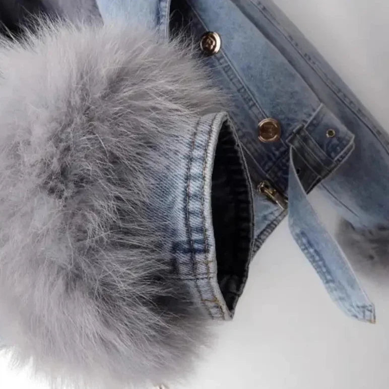 Monroe fur krage denimjakke