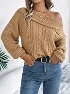 Breeze Knit Off-Shoulder Genser