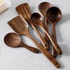 Håndskåret teakwood matlagingssett