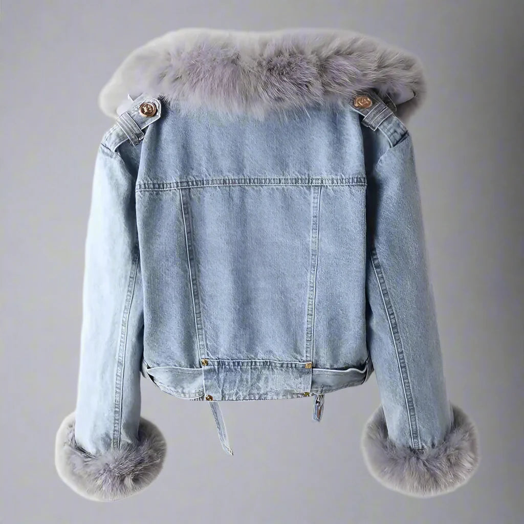 Monroe fur krage denimjakke
