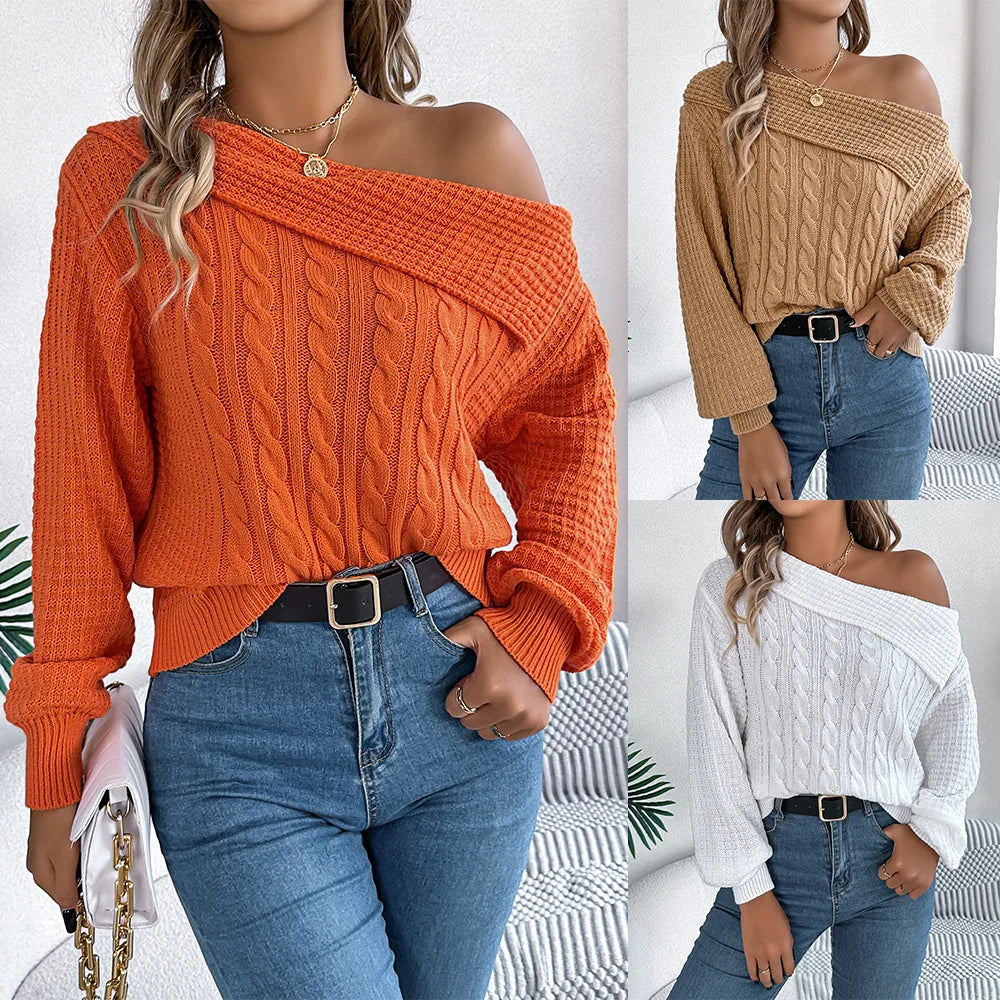 Breeze Knit Off-Shoulder Genser
