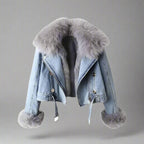 Monroe fur krage denimjakke
