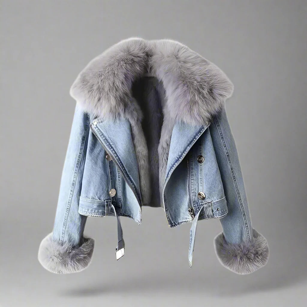 Monroe fur krage denimjakke