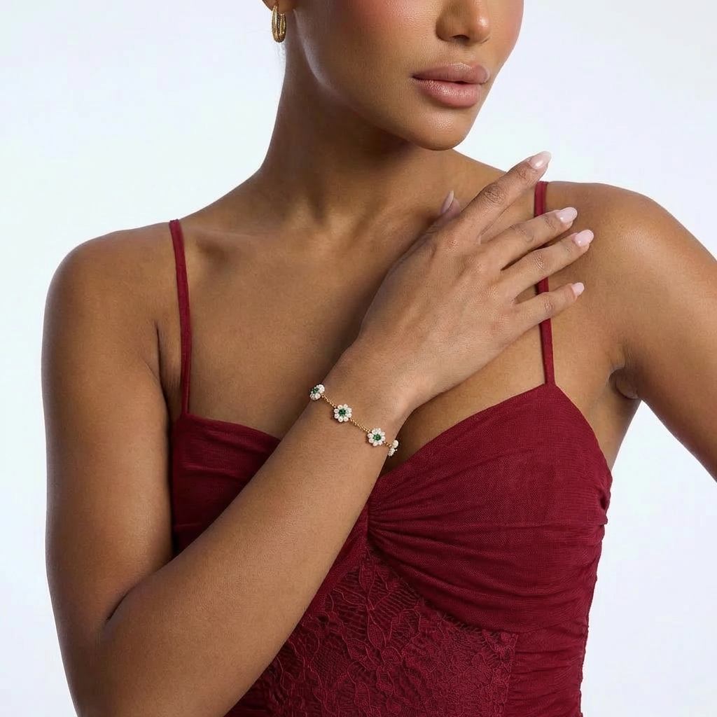 Green Daisy Bracelet